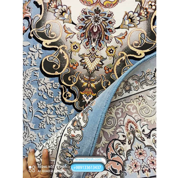 فرش 1200 شانه طرح جدید (نقره ای - آبی آسمانی - دودی)