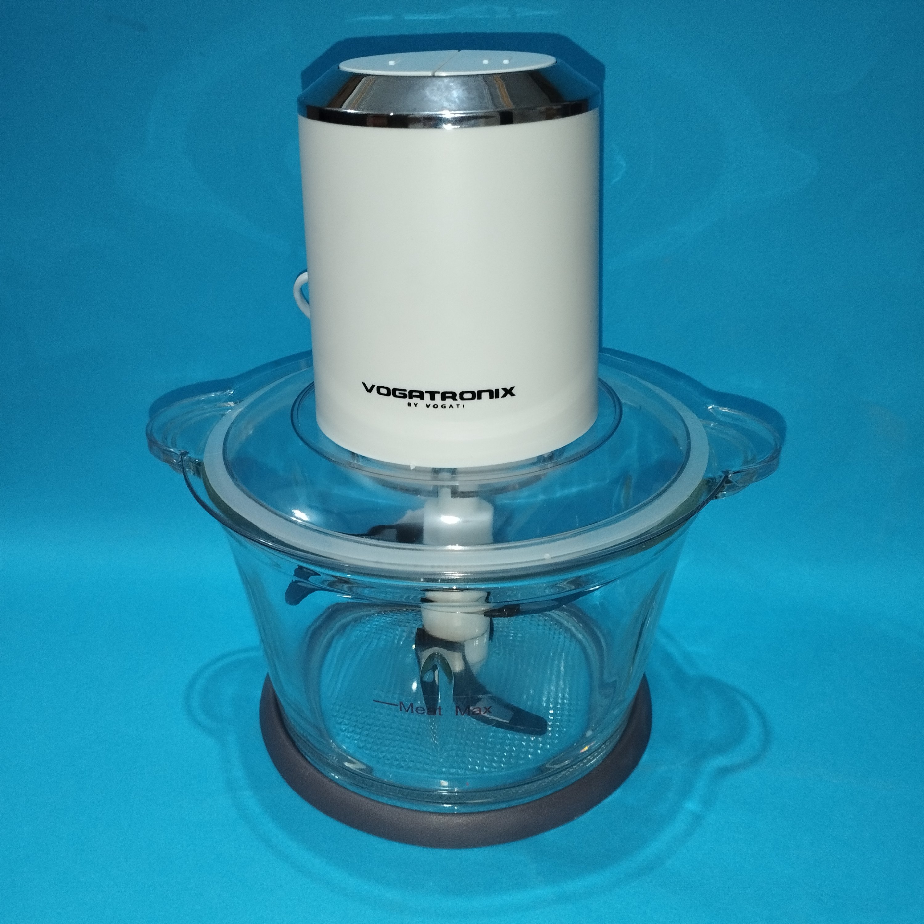 خرد کن برقی وگاتی مدل VE-181 چهار تیغه بدنه پیرکس رنگ سفید 300 واتی 