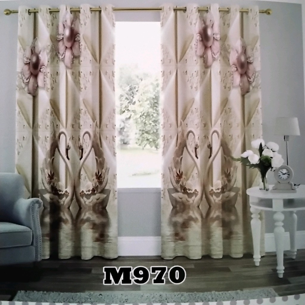 پرده  چاپی پانچ دو قواره   طرح گل  کد m970 (پس کرایه)