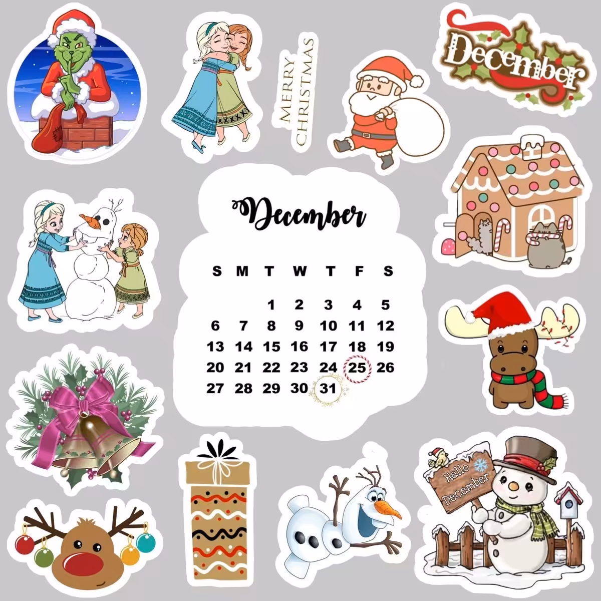 پک 14 تایی استیکر طرح کریسمس