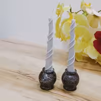 2عدد شمعدان 5 سانت طرح ماربل مشکی