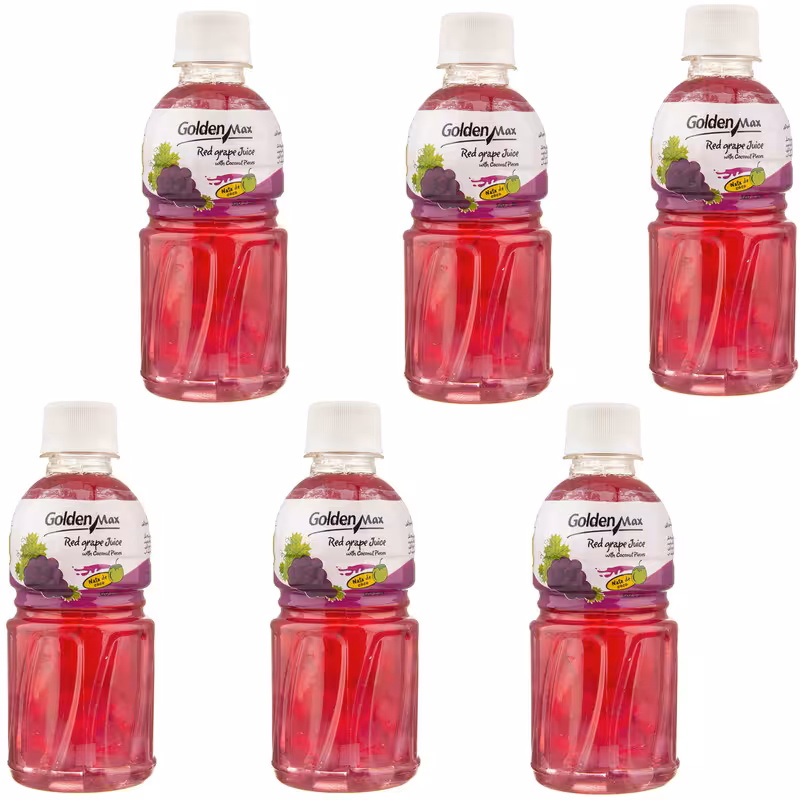 نوشیدنی انگور قرمز حاوی تکه های نارگیل گلدن مکس - 300 میلی لیتر بسته 6 عددی