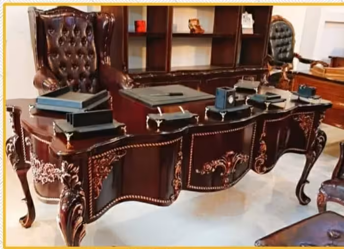 میز مدیریت چوبی سنتی تولید کننده میز مدیریت چوبی خراطی شده - گروه صنعتی نوفر میز مدیریت چوبی سنتی