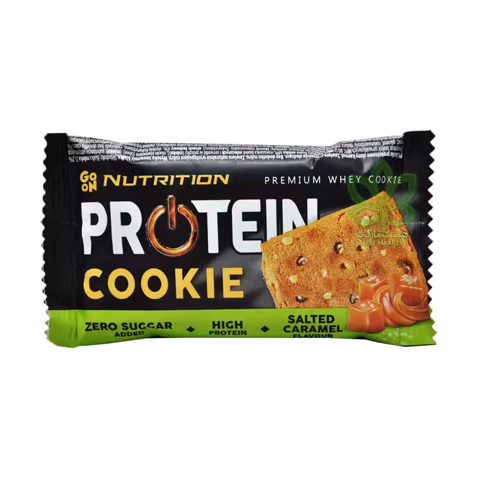 کوکی پروتئین بدون شکر کارامل نمکی 50 گرم گوآن - go on