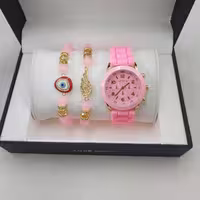 ست ساعت دستبند جنوا صورتی