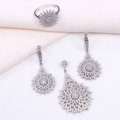 نیم ست نقره طرح خورشید زنانه مدل ایتالیایی کد 1680