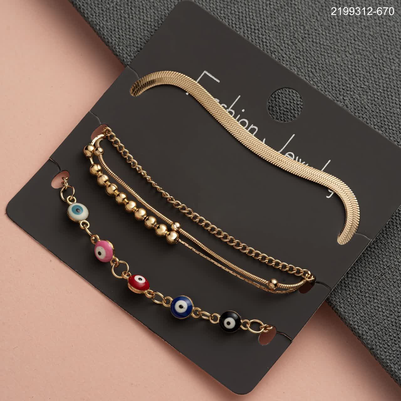 دستبند چندلاین طلاروس رنگ ثابت و زیبا (برای دیدن عکس خود کار لطفا  پیوی پیام بدین)