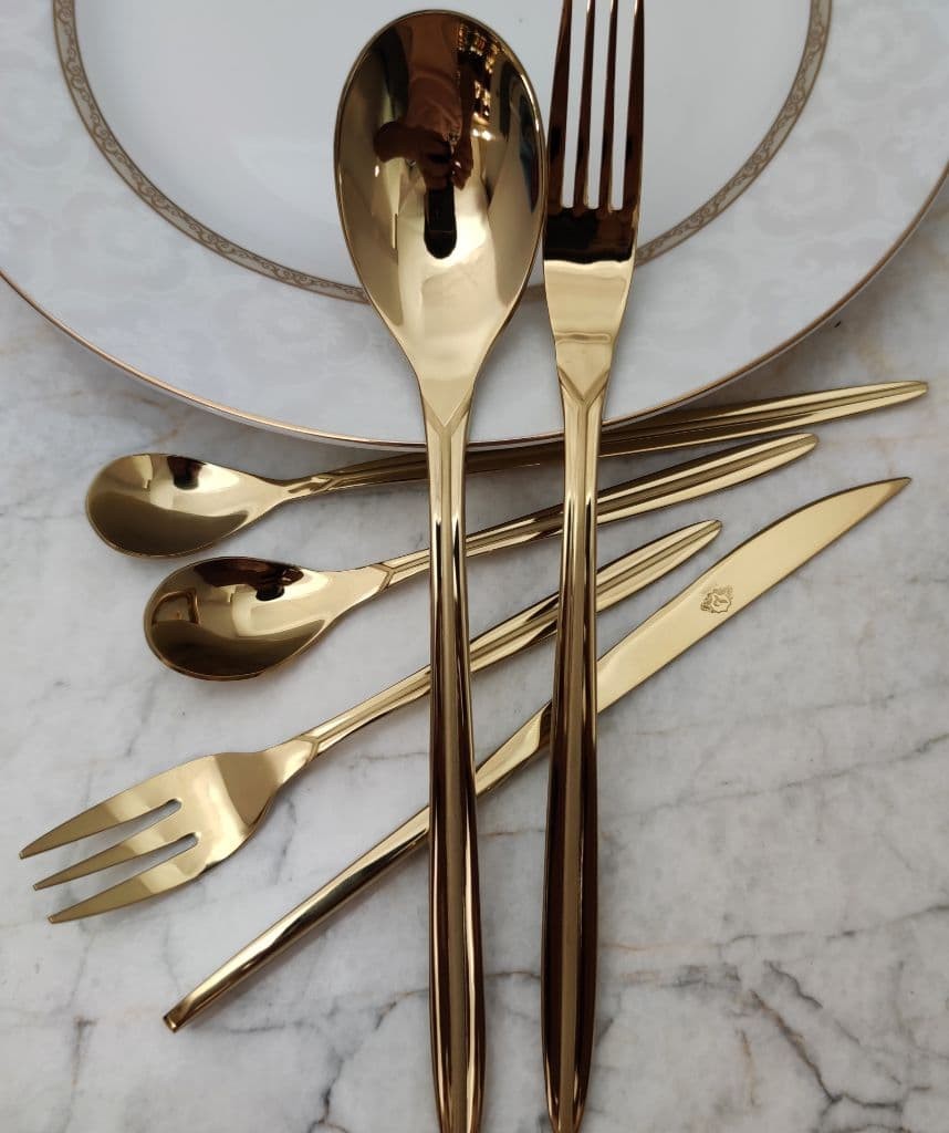 سرویس قاشق وچنگال 12 نفره پالرموکد 707sطلایی