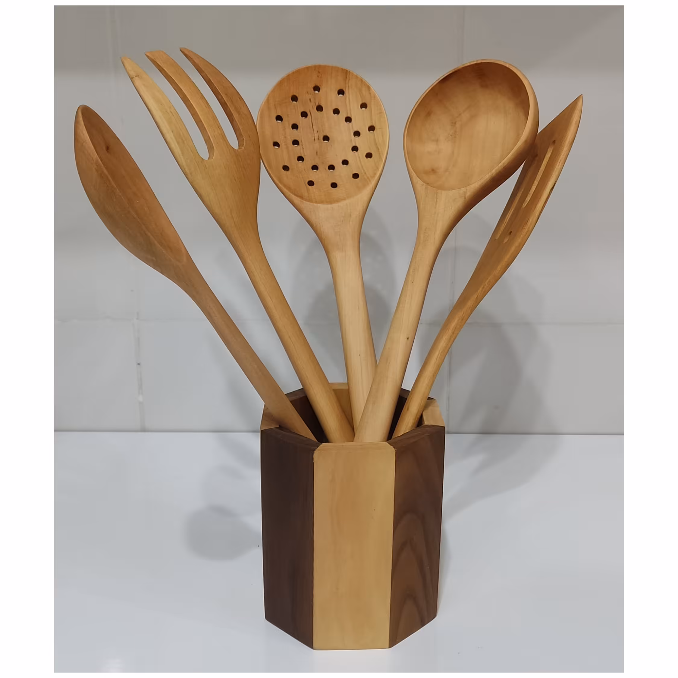 سرویس کفگیر ملاقه چوبی با چوب بلوط