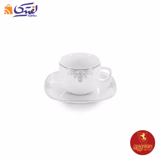 سرویس چایخوری چینی زرین کواترو طرح مونت کارلو پلاتینی 12 پارچه