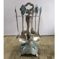 قاشق چایخوری آویز پیوتر 6عدد قاشق و 1عدد استند