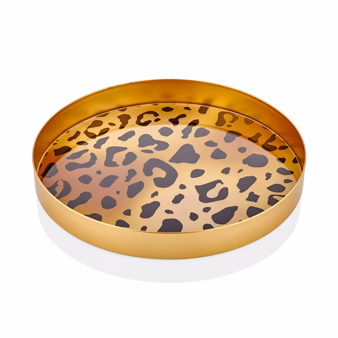 سینی پذیرایی گرد طرح پلنگ ساخت ترکیه