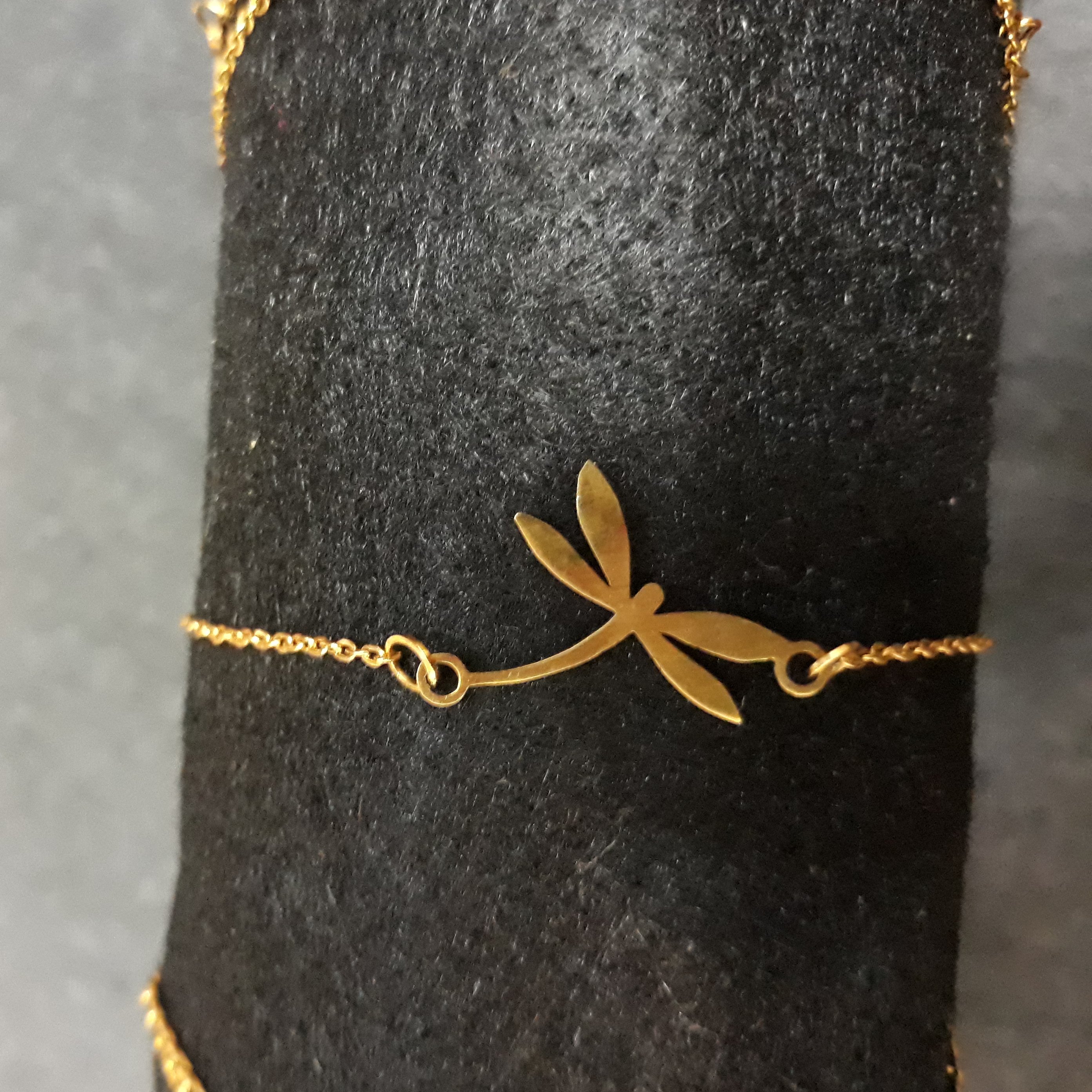 دستبند ظریف سنجاقک مشابه طلا تمام استیل رنگ ثابت