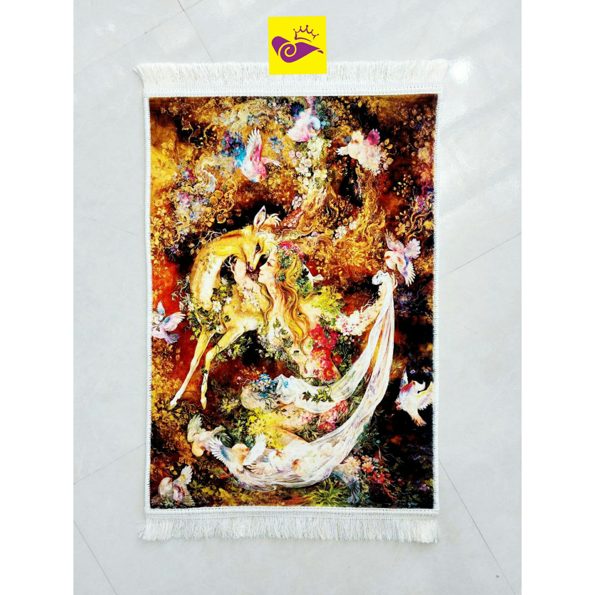 تابلوفرش طرح مینیاتور بوسه برآهو 20×20بدون قاب