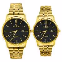 ساعت مچی ست زنانه و مردانه واتسون-اورجینال بندفلزی ـ تک موتور ـ مدل w1128