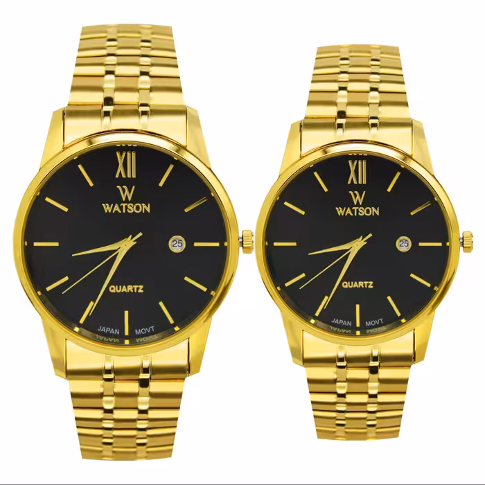 ساعت مچی ست زنانه و مردانه واتسون-اورجینال بندفلزی ـ تک موتور ـ مدل w1128