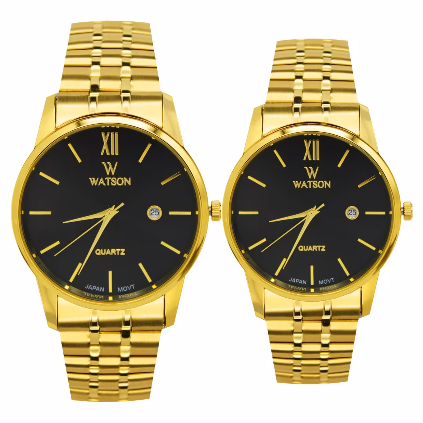 ساعت مچی ست زنانه و مردانه واتسون-اورجینال بندفلزی ـ تک موتور ـ مدل w1128