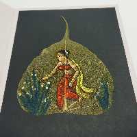 نقاشی قدیمی بر روی برگ انجیر طبیعی (هندی) شماره 6