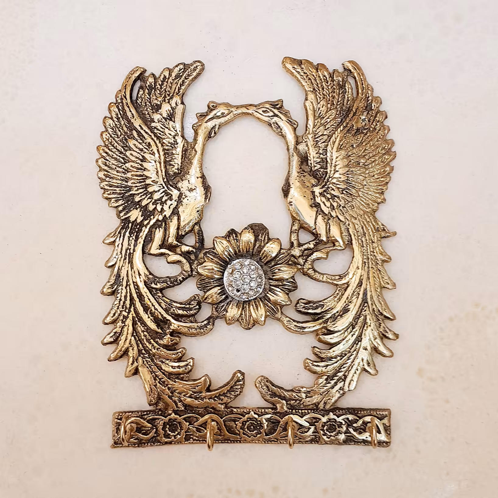 جاکلیدی برنزی طرح طاووس سیمرغ(جا کلیدی برنجی)