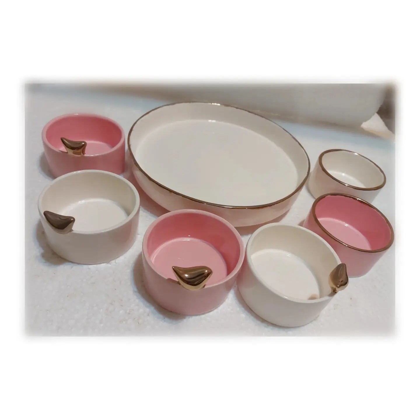 هفت سین سفیدصورتی طلاکوب