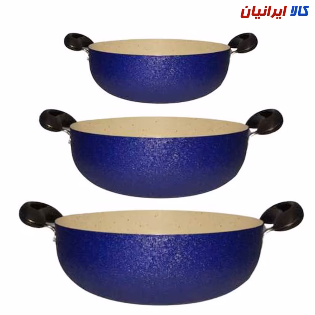 سرویس 3 عددی ماهیتابه بزرگ دو دسته گرانیتی کد M2G