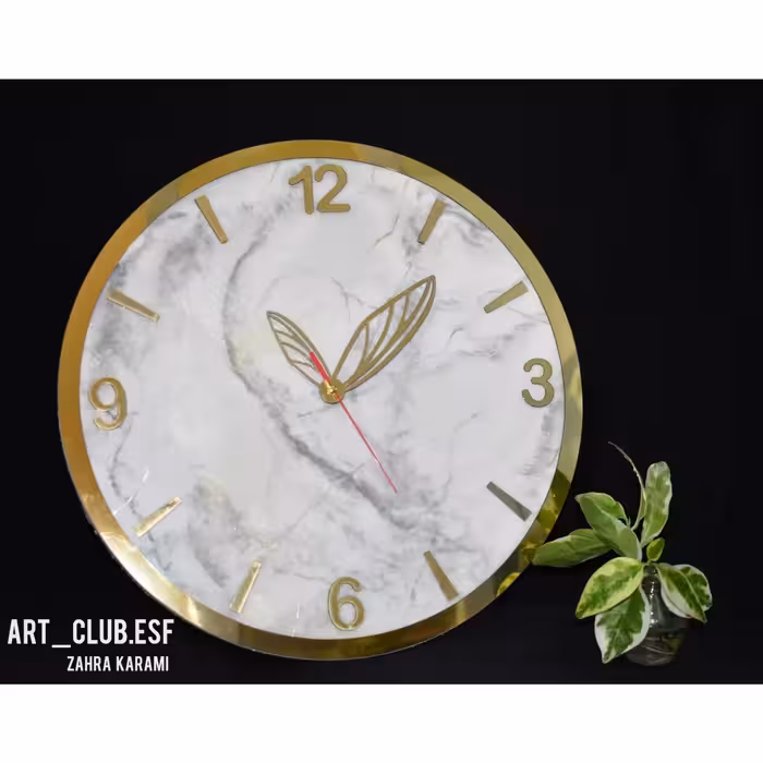ساعت رزینی طرح سنگ مرمر  قابل سفارش در طرح ، رنگ و ابعاد دلخواه شما 