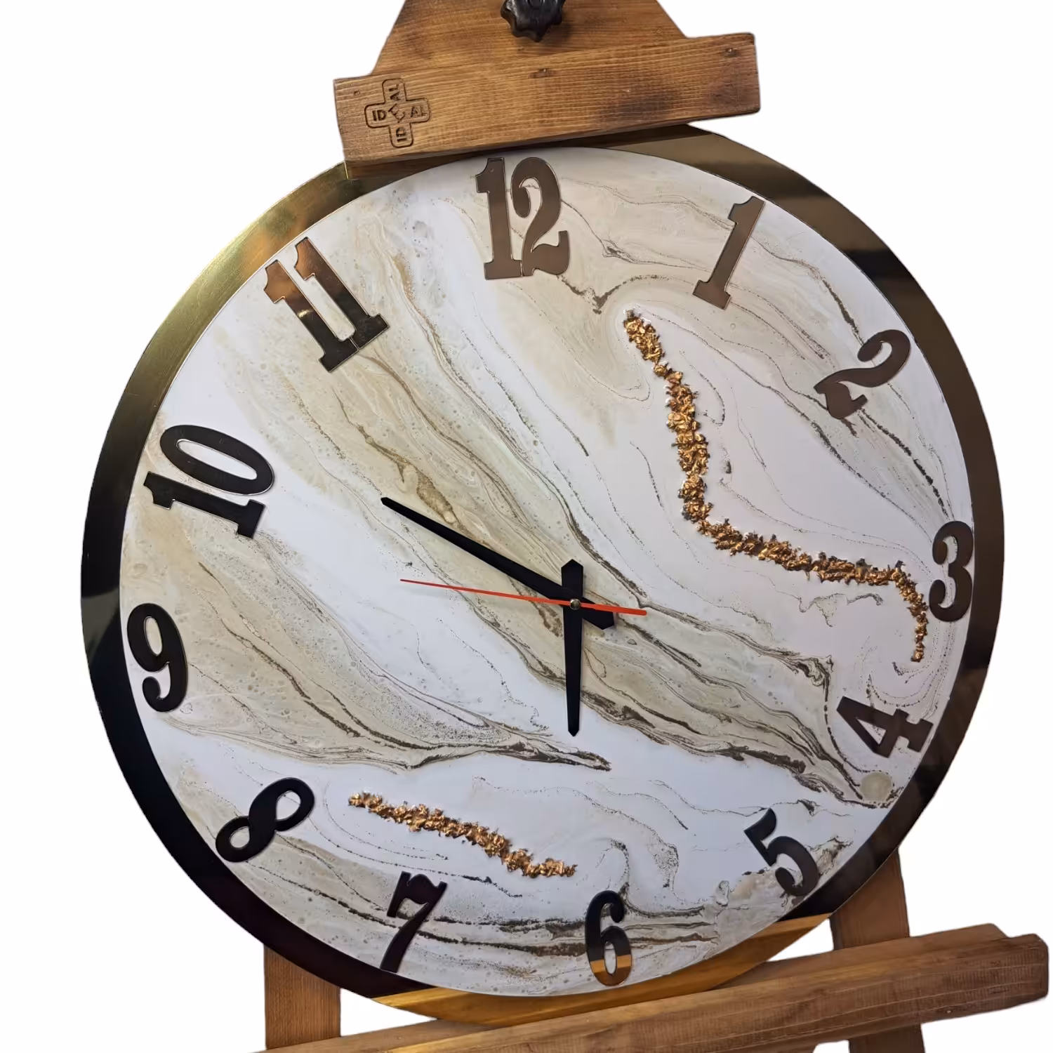 ساعت دیواری رزینی طر ح ژئود با رینک طلایی