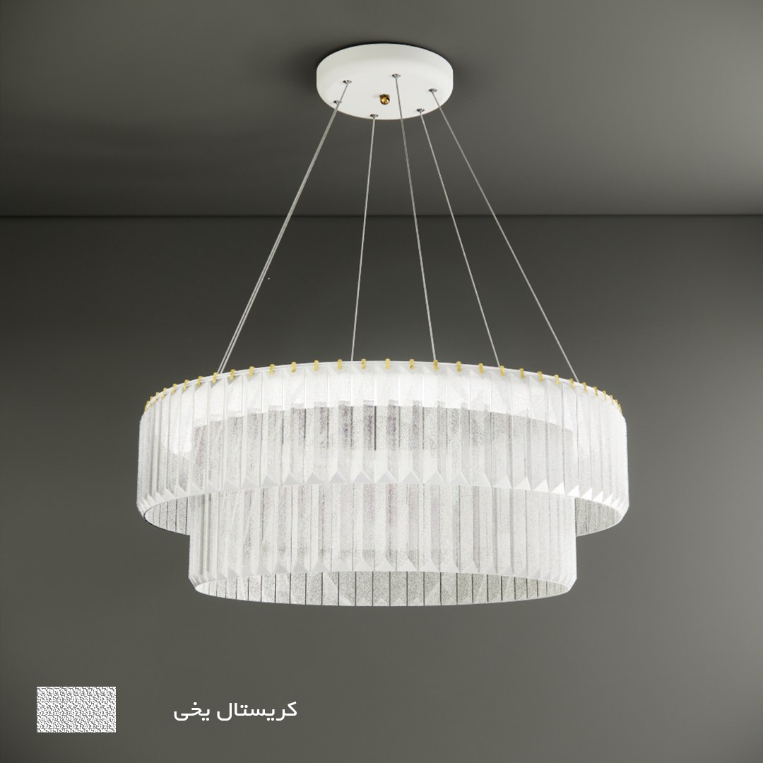 لوستر نورکیا - مدل تک حلقه - کریستال کاردی رنگ یخی - کد 1R-40K