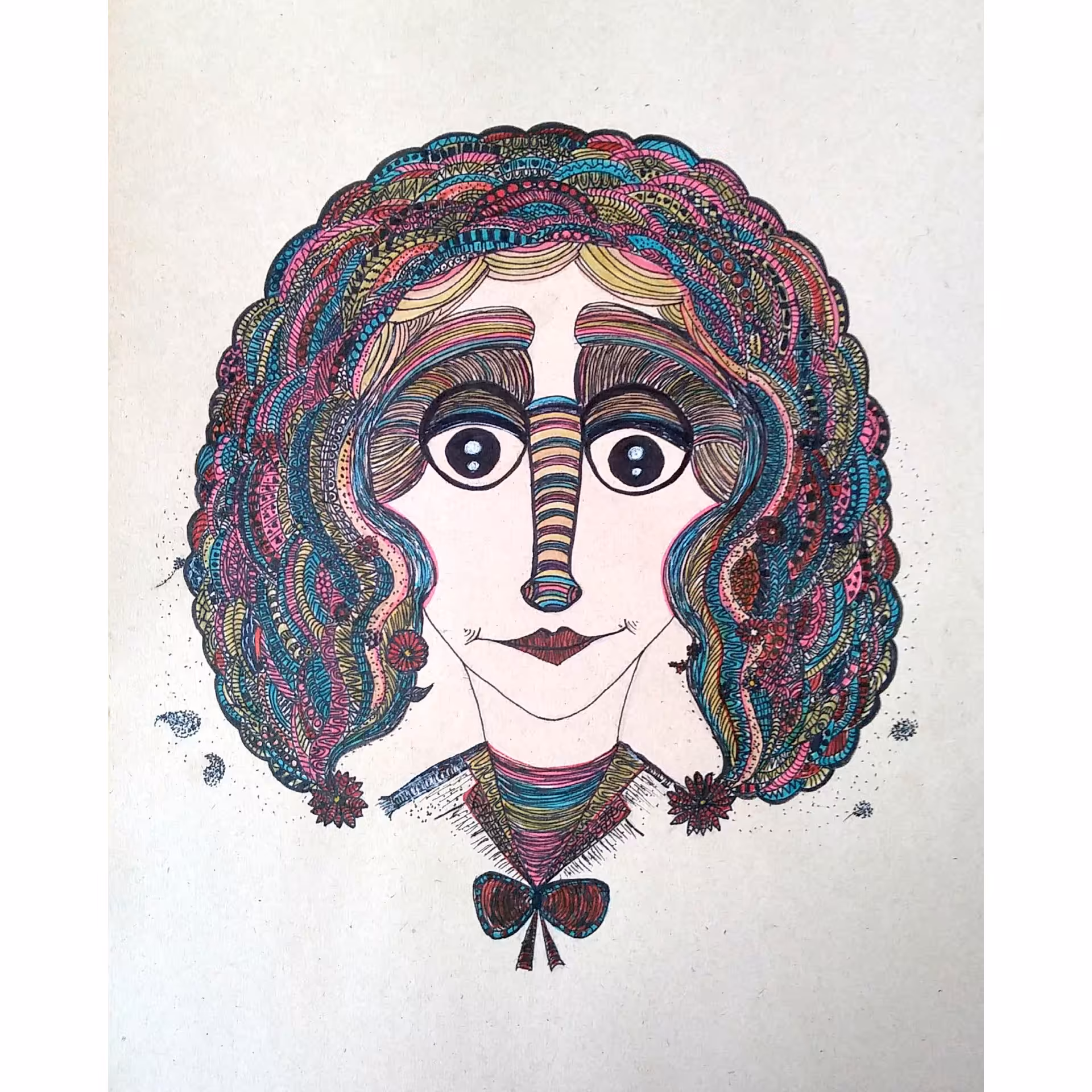 نقاشی  فانتزی 21 سایز A3 طراحی با راپید و ماژیک طراحی