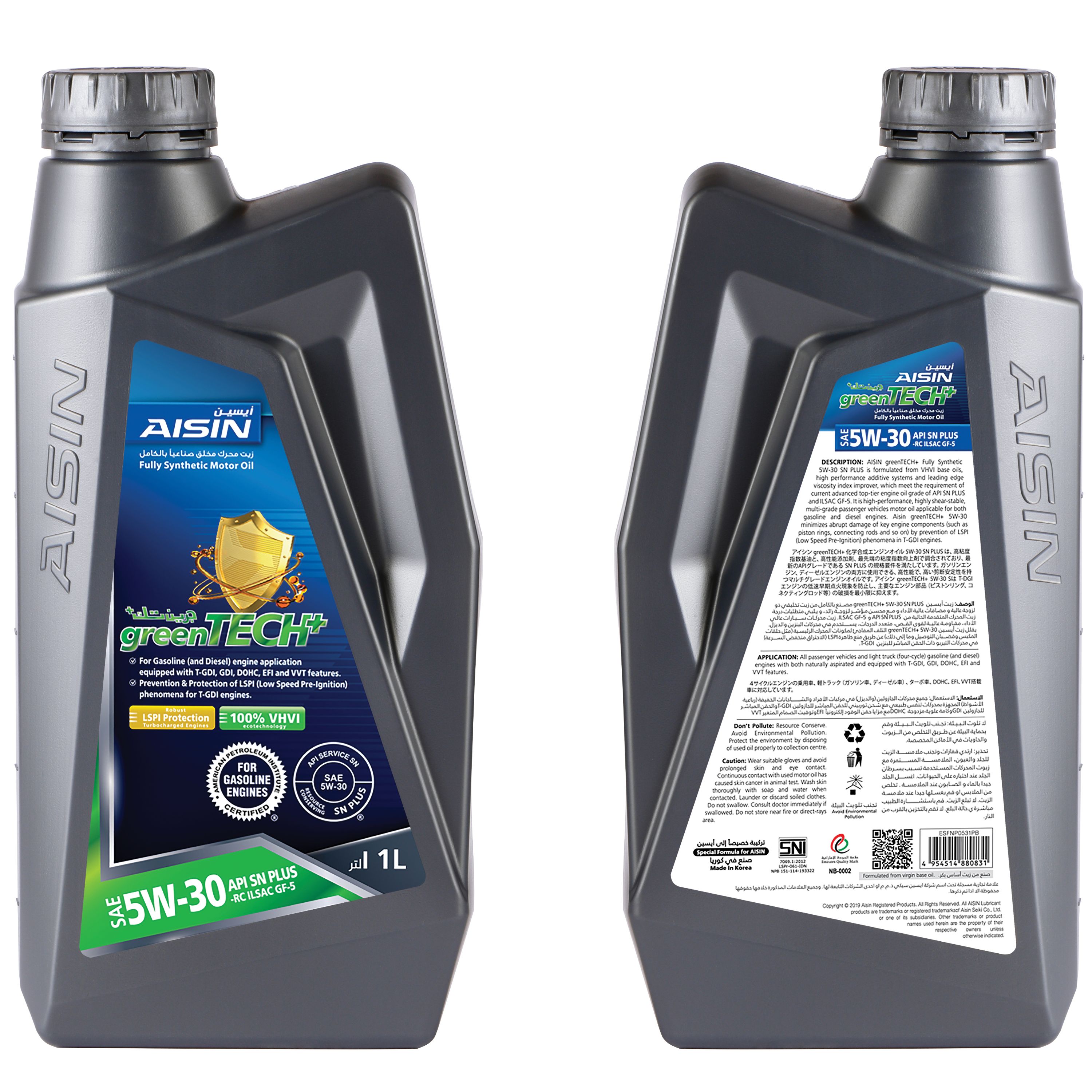 روغن موتور آیسین مدل Aisin 5W-30 SN Plus یک لیتری