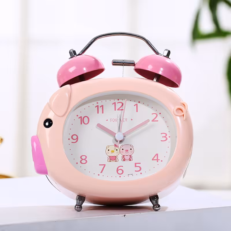 ساعت رومیزی زنگ دار روان گرد طرح خوک