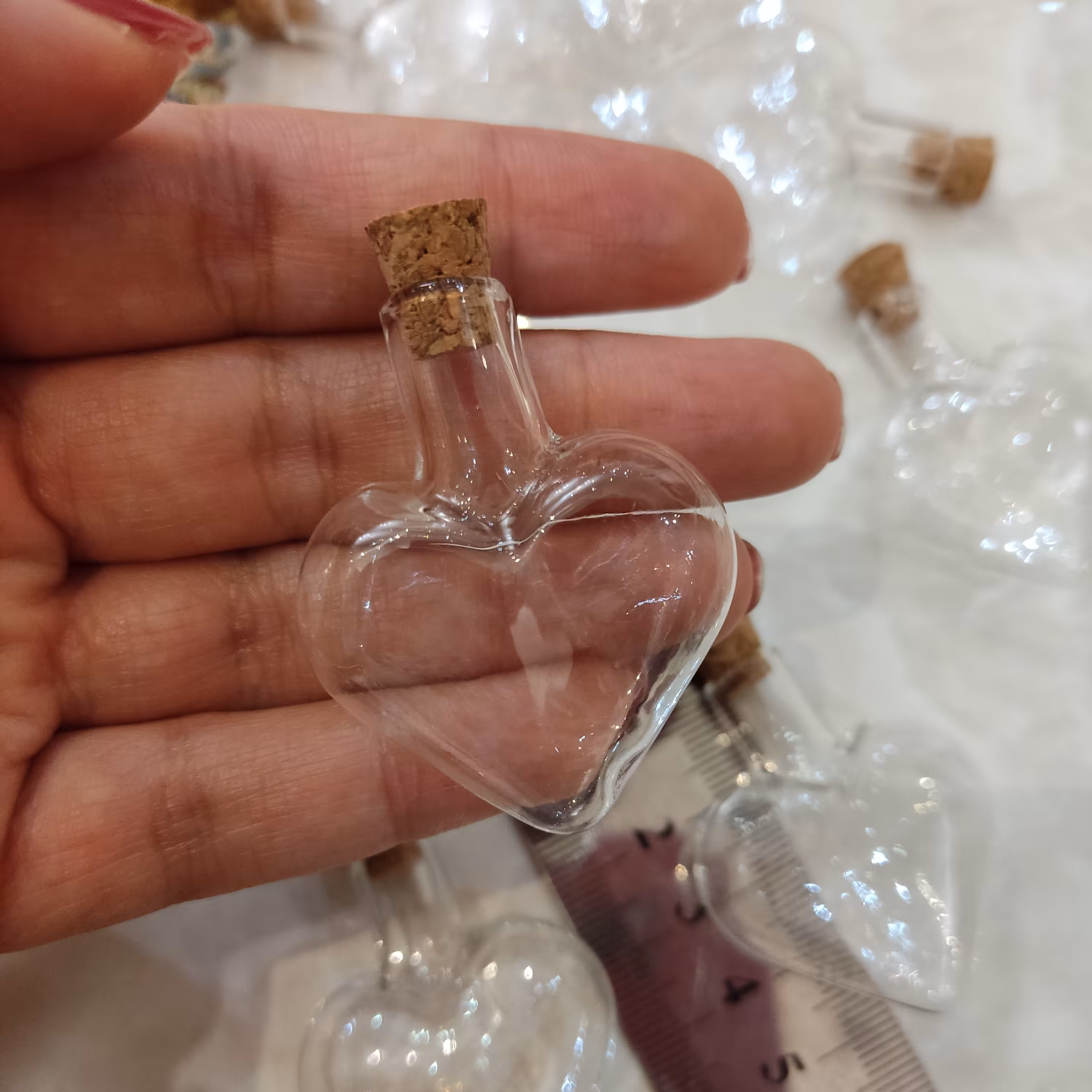 شیشه ویال  طرح قلبی پک 10 تایی