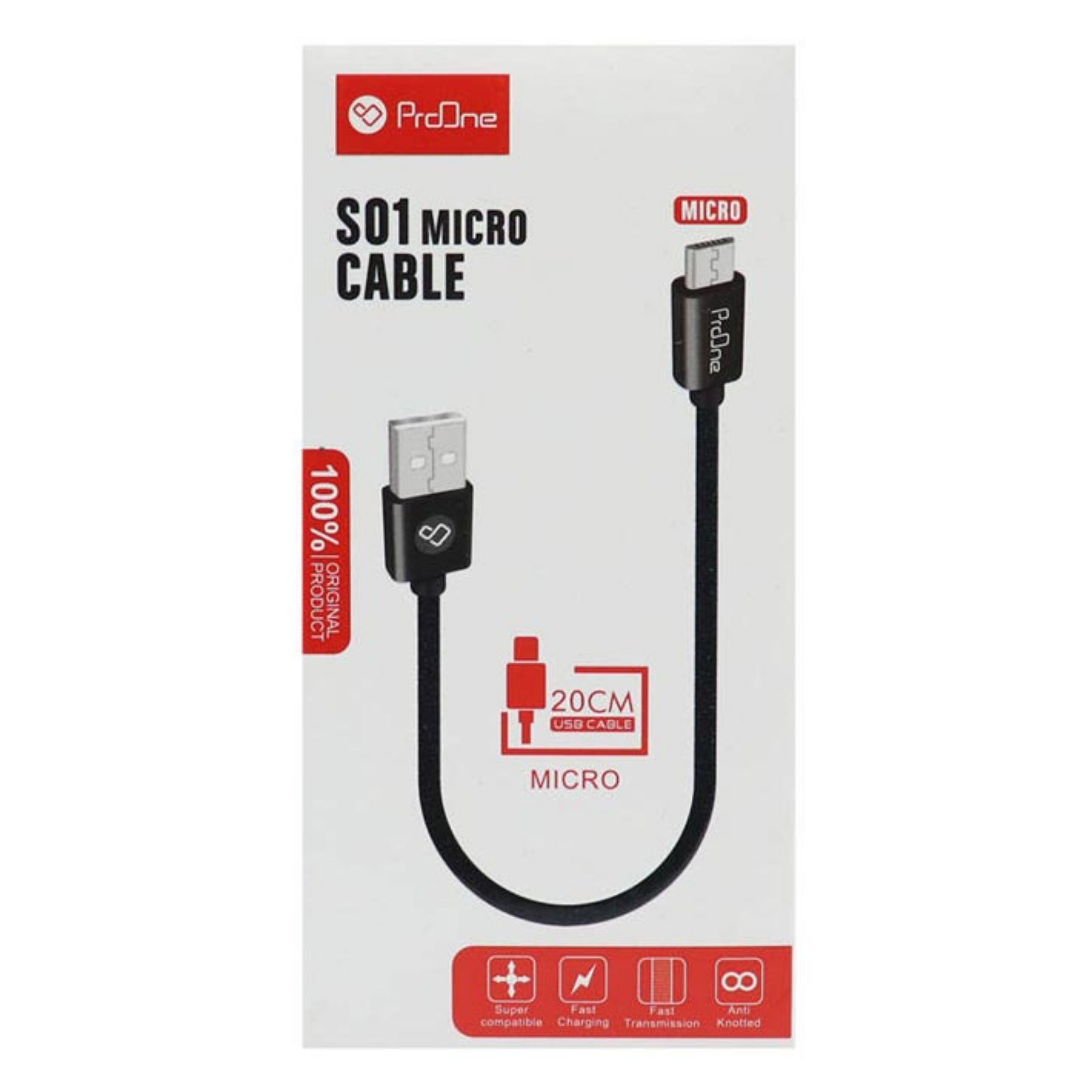 کابل شارژ کوتاه میکرو پرووان مدل S01 با گارانتی 6 ماهه