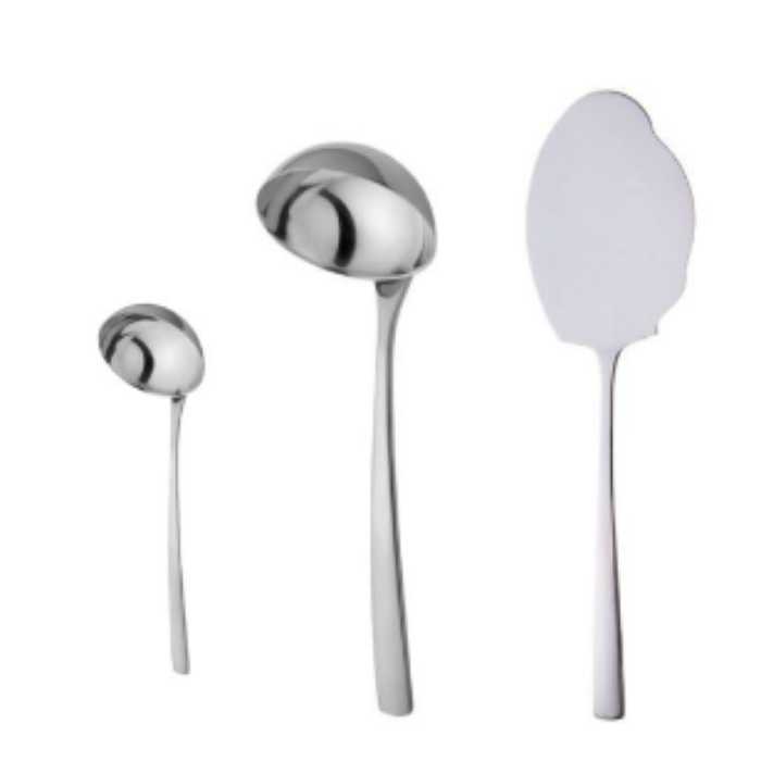 ست کفگیر و ملاقه 3 پارچه ناب استیل مدل فلورانس