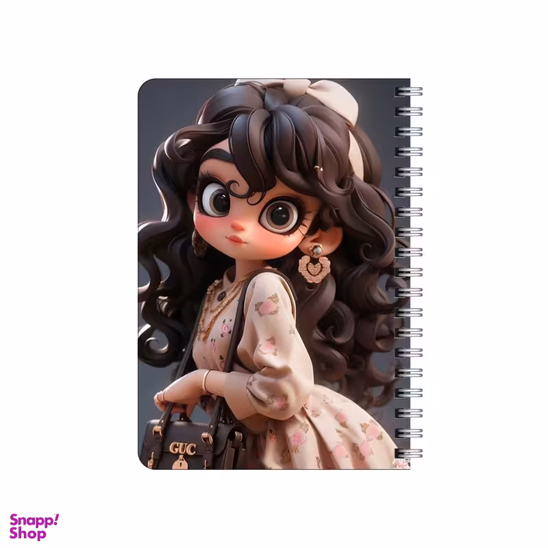 دفترچه یادداشت بامبیلیپ مدل چوبی طرح دختر مو فرفری با کیف کد 1079119