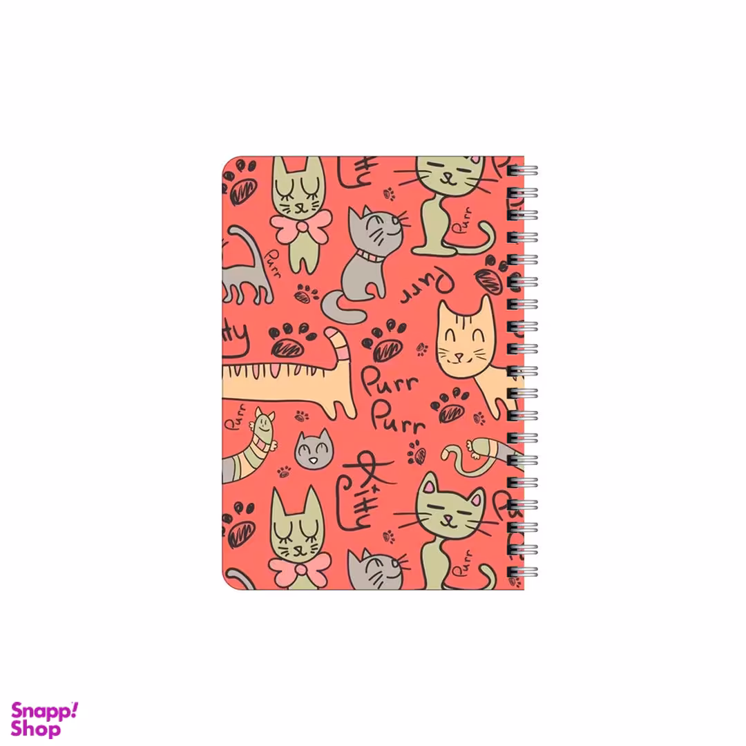 دفترچه یادداشت 80 برگ بامبیلیپ مدل چوبی طرح پترن گربه گلبهی کد 0746380