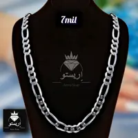 زنجیر نقره مردانه فیگارو 7و نیم میل ساخت ایتالیا عیار 925 کیفیت درجه آبکاری طلاسفید طول 55cm همراه با فاکتور
