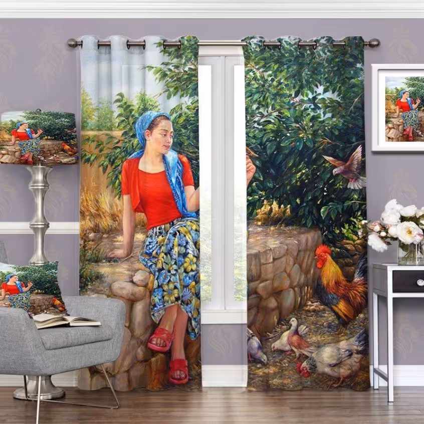 پرده چاپی  پانچ  طرح   نقاشی و منظره  کد1646