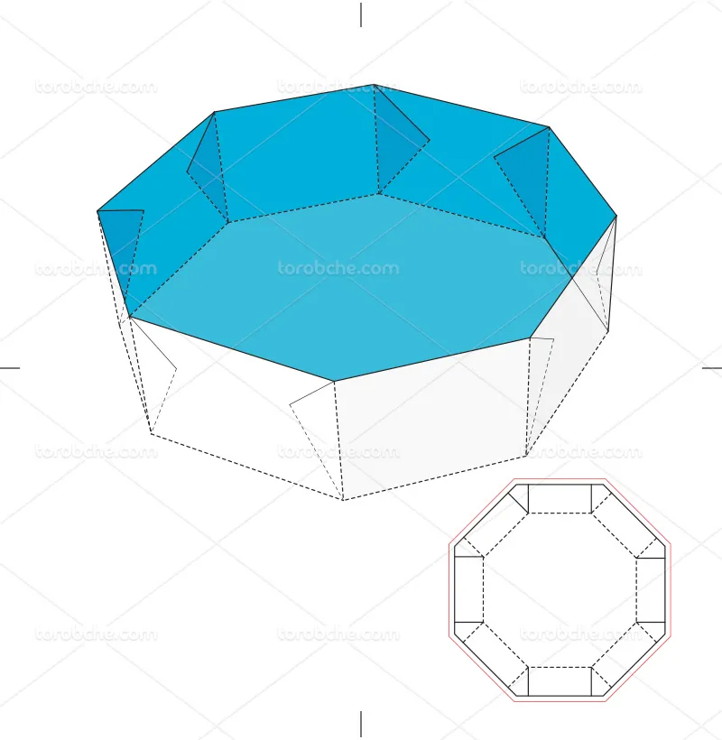 وکتور طرح گسترده جعبه 8 ضلعی | گرافیک با طعم تربچه