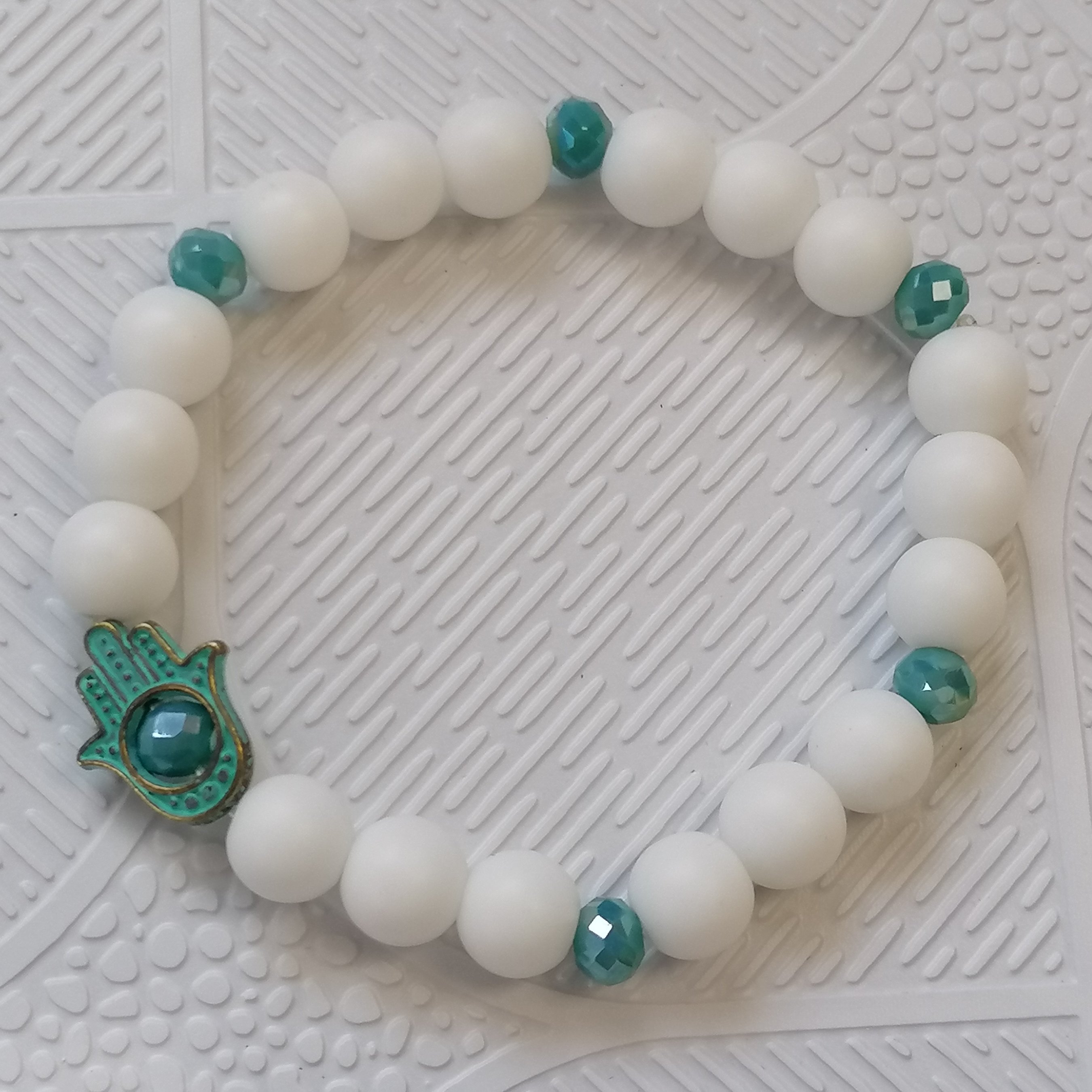 دستبند سنگ اونیکس سفید