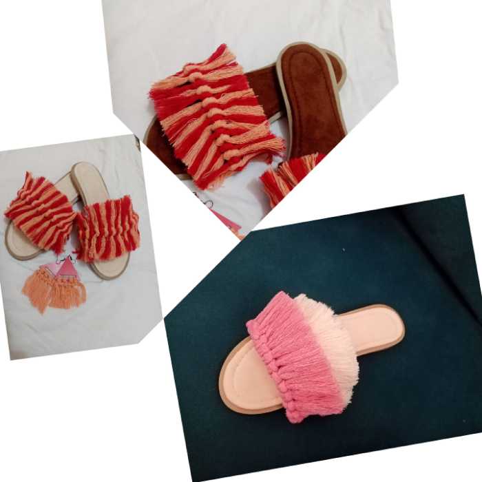 صندل ( دمپایی )  مکرومه بافی زیبا در سایزهای مختلف و رنگ بندی