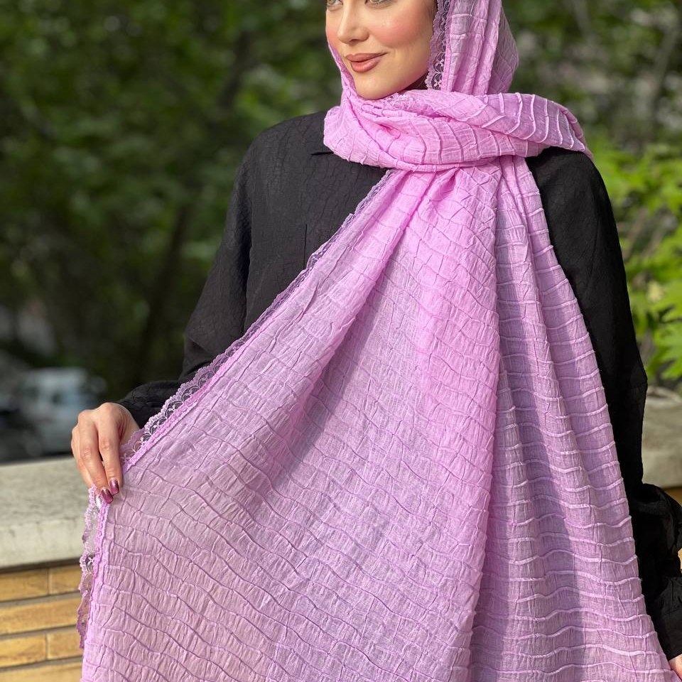 شال نخی پلیسه حاشیه توری کد 31148(3)
