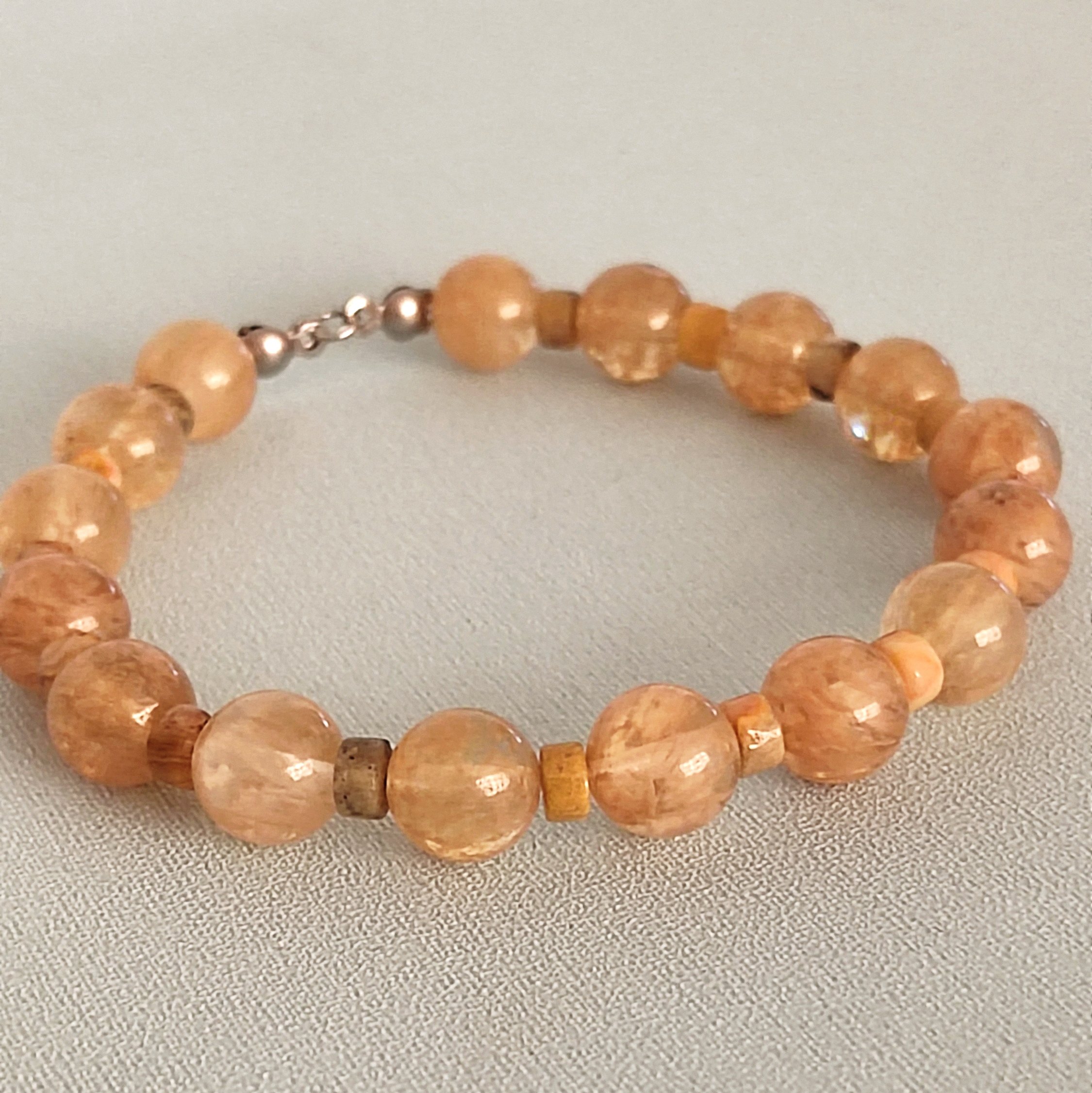 دستبند سنگ سیترین با واشری از جاسپر اصلی شاران 