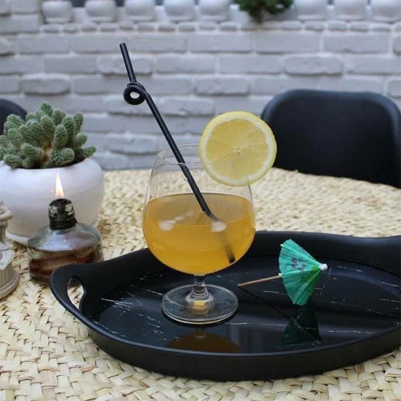 سینی پذیرایی بیضی کف طرح سنگ