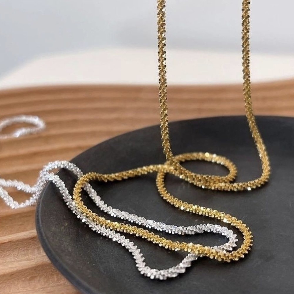 گردنبند خاویاری نقره ای استیل رنگ ثابت