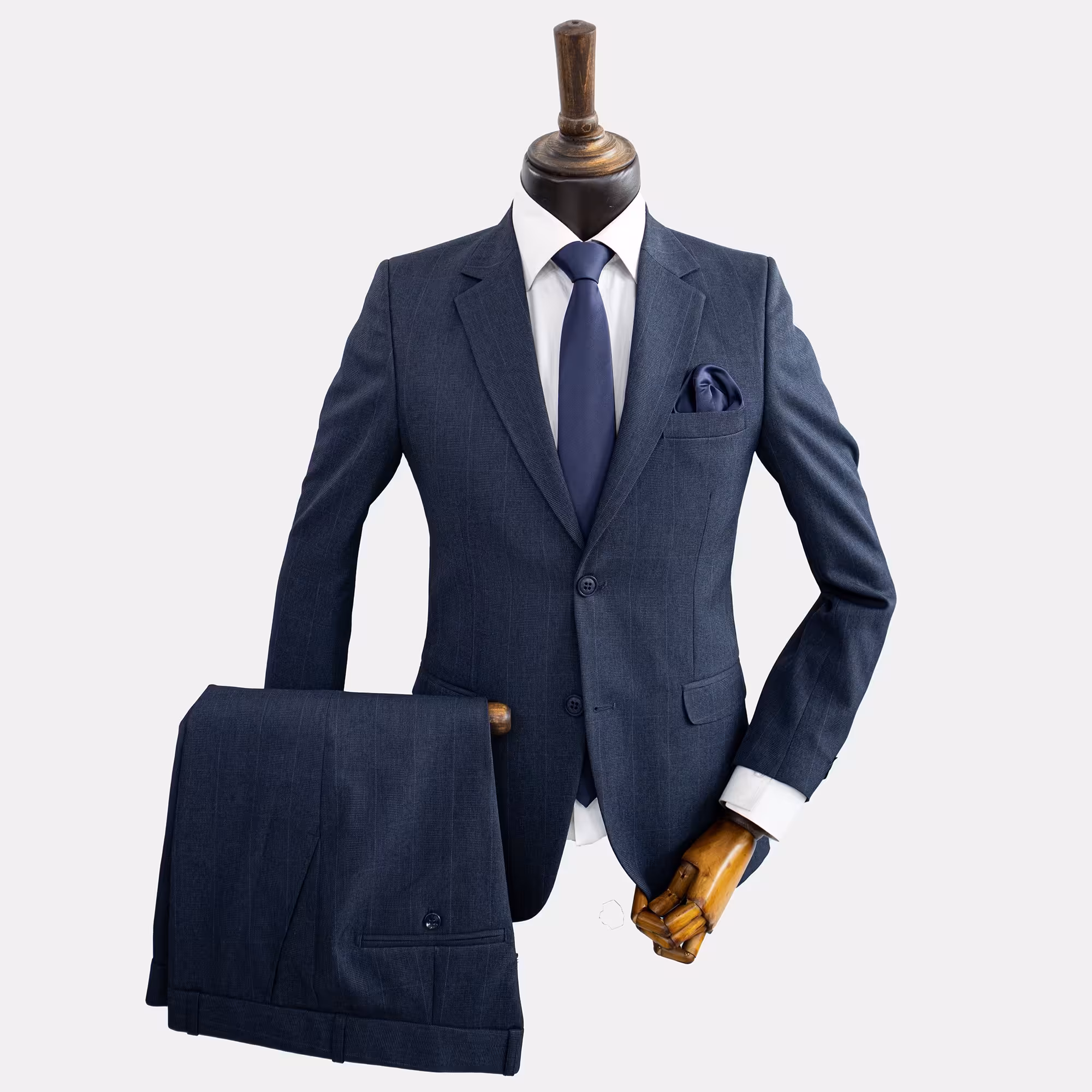 کت و شلوار مردانه دو دکمه چهارخانه سرمه ای با ارسال رایگان