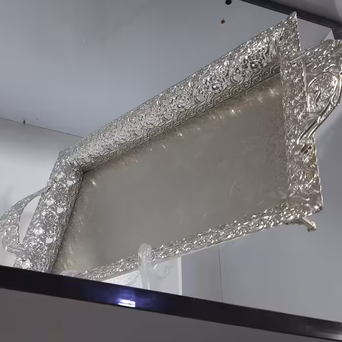 سینی فلزی  طلایی و نقره ای دیانا