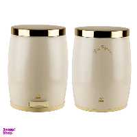 سطل زباله پدالی بهاز کالا مدل خمره ای کد DR GOLD-14L به همراه ظرف برنج