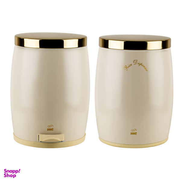 سطل زباله پدالی بهاز کالا مدل خمره ای کد DR GOLD-14L به همراه ظرف برنج