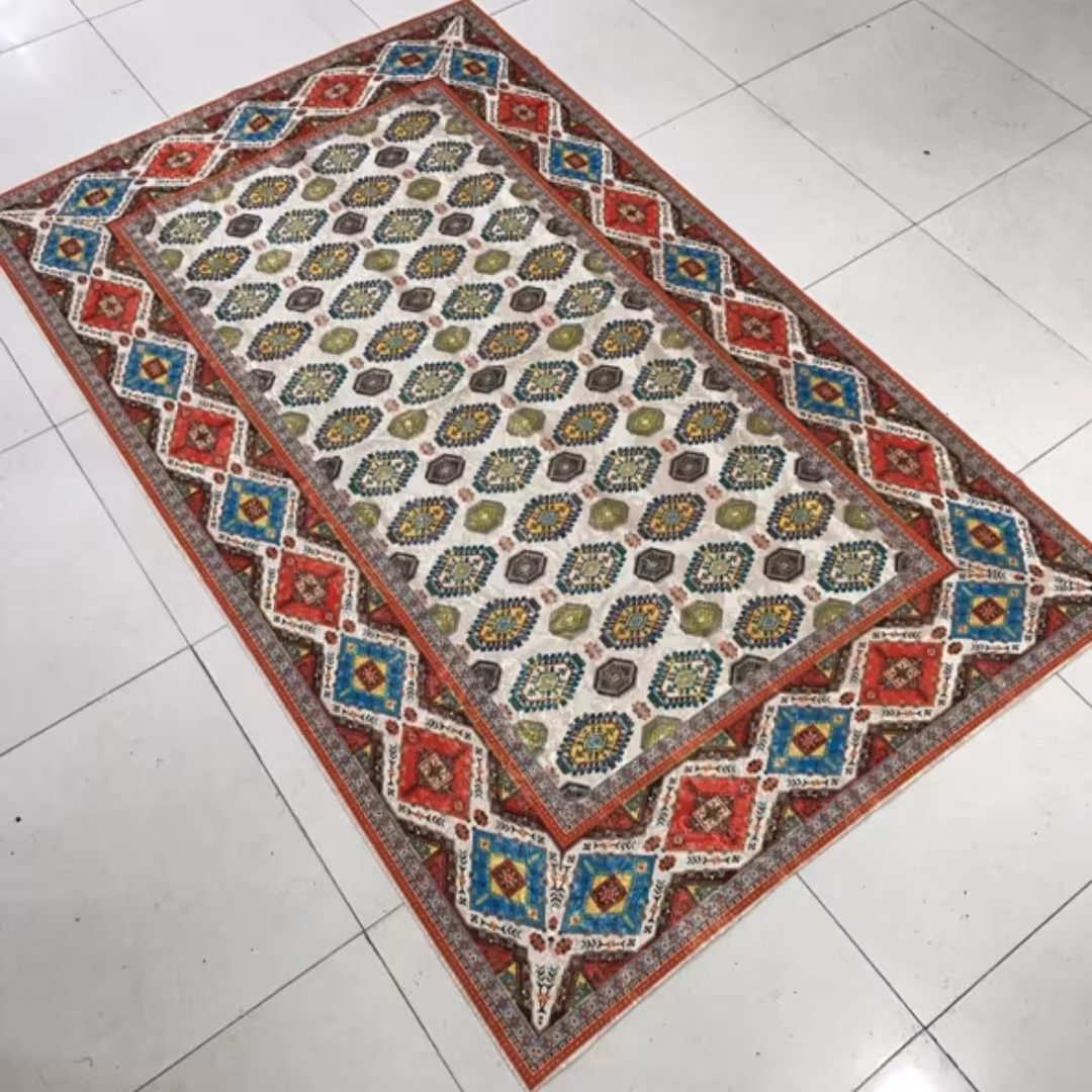  استفاده به عنوان رومیزی و زیرسفره و روفرشی طرح فرش ترکمن و قالی سنتی
